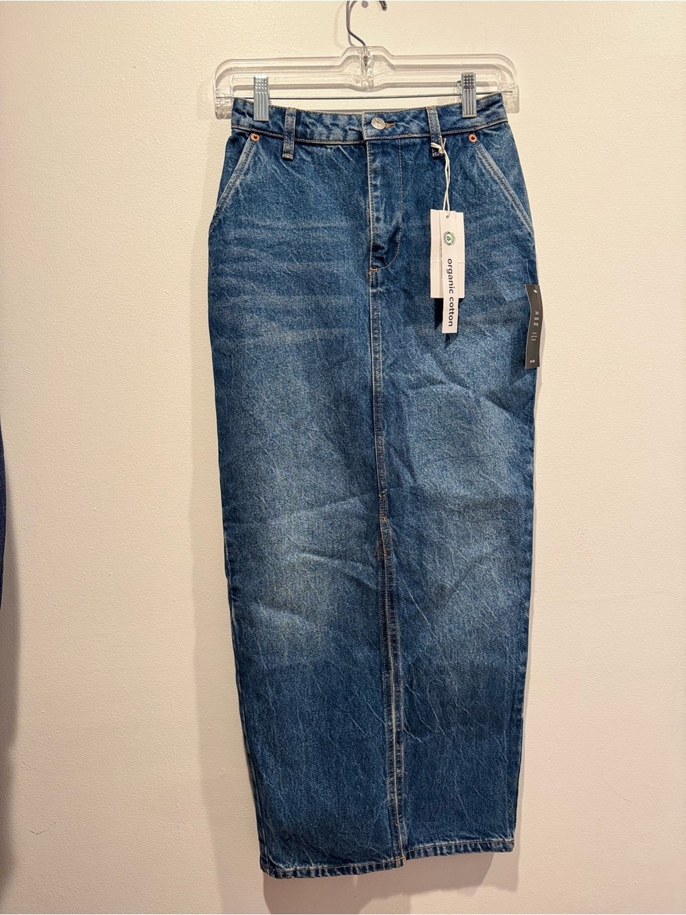 Naked Wardrobe High-Waist Denim Maxi Slit Skirt